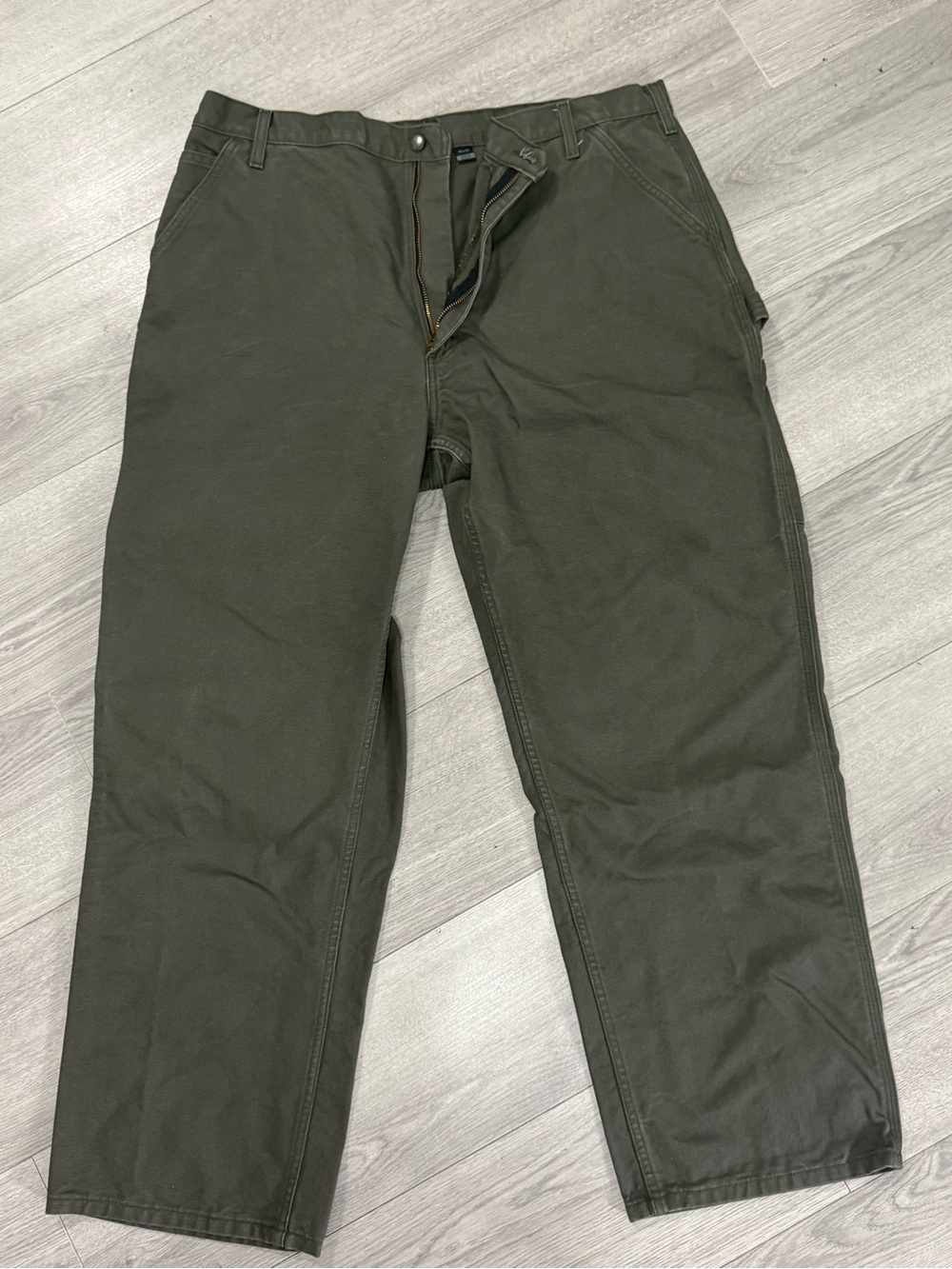 Carhartt Carpenter Khaki Green Straight-Leg Work Pants 42x32